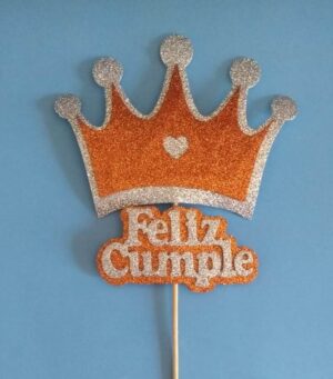 TOPPER GOMA EVA PINCHE CORONA FELIZ CUMPLE