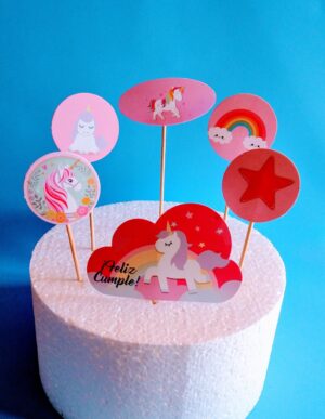 ADORNO MINI PROPS X 6 UNICORNIO