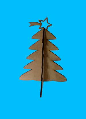 NAVIDAD ARBOL CON ESTRELLA MDF CRUDO 18 CM