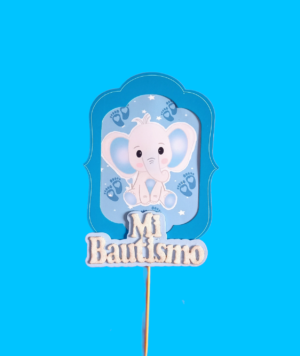 ADORNO PINCHE ECONOMICO MI BAUTISMO ELEFANTITO CELESTE
