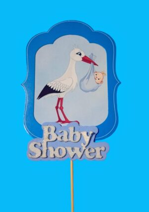 ADORNO PINCHE ECONOMICO BABY SHOWER CIGUEÑA CELESTE