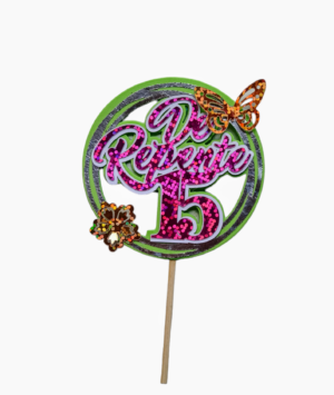 TOPPER HOLOGRAFICO DE REPENTE 15 CON FLOR