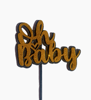 TOPPER GOMA EVA FRASE REVELACION OH BABY Y SIGNO