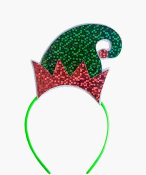 VINCHA HOLOGRAFICA NAVIDAD GORRITO ELFO X 6 UNIDADES