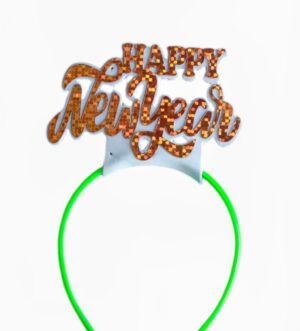 VINCHA HOLOGRAFICA NAVIDAD FRASE HAPPY NEW YEAR X 6 UNIDADES