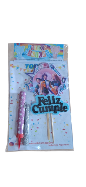 SET PARA TORTAS FRASE FELIZ CUMPLE CON PERSONAJE