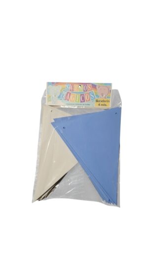 BANDERIN TRIANGULO GOMA EVA CELESTE/BLANCO 4 MTS