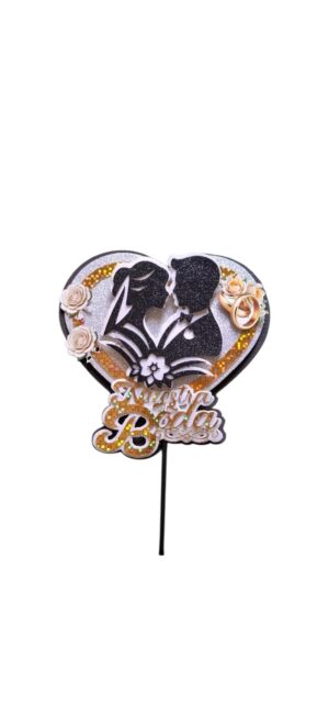 ADORNO SUPER 3D NUESTRA BODA NOVIOS SILUETA